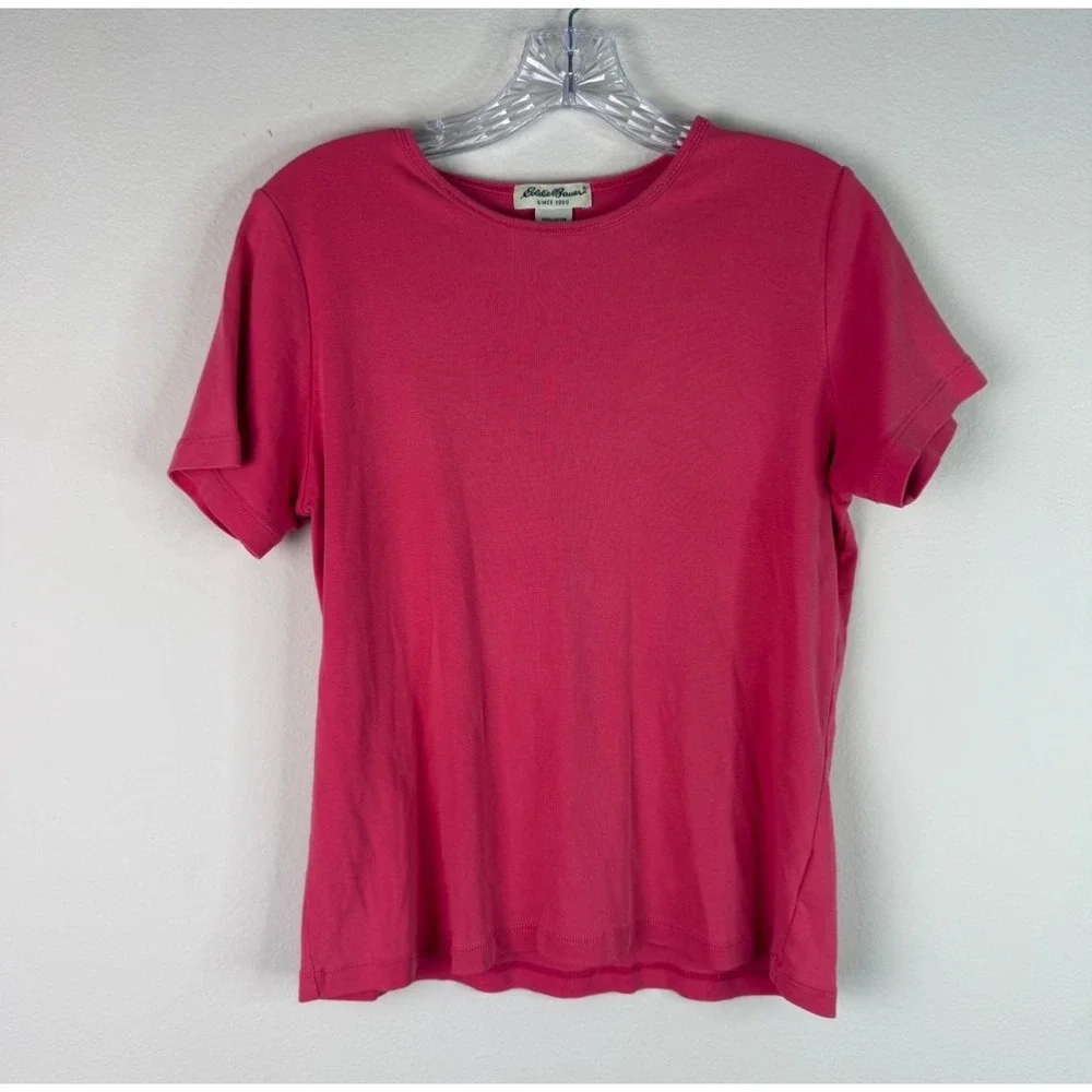 Eddie Bauer T-Shirt Womens Medium Pink Short Sleeve Crew Neck 100% Cotton Tee - Picture 1 of 4